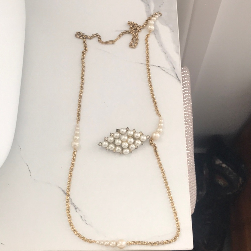 Gold-Tone Pearl Cluster Necklace for Women